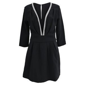 Ba&sh V-neck Mini Dress in Black Polyester